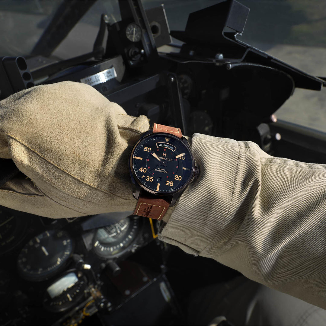 HAMILTON H64605531 Khaki Aviation Khaki Pilot Day Date Karóra