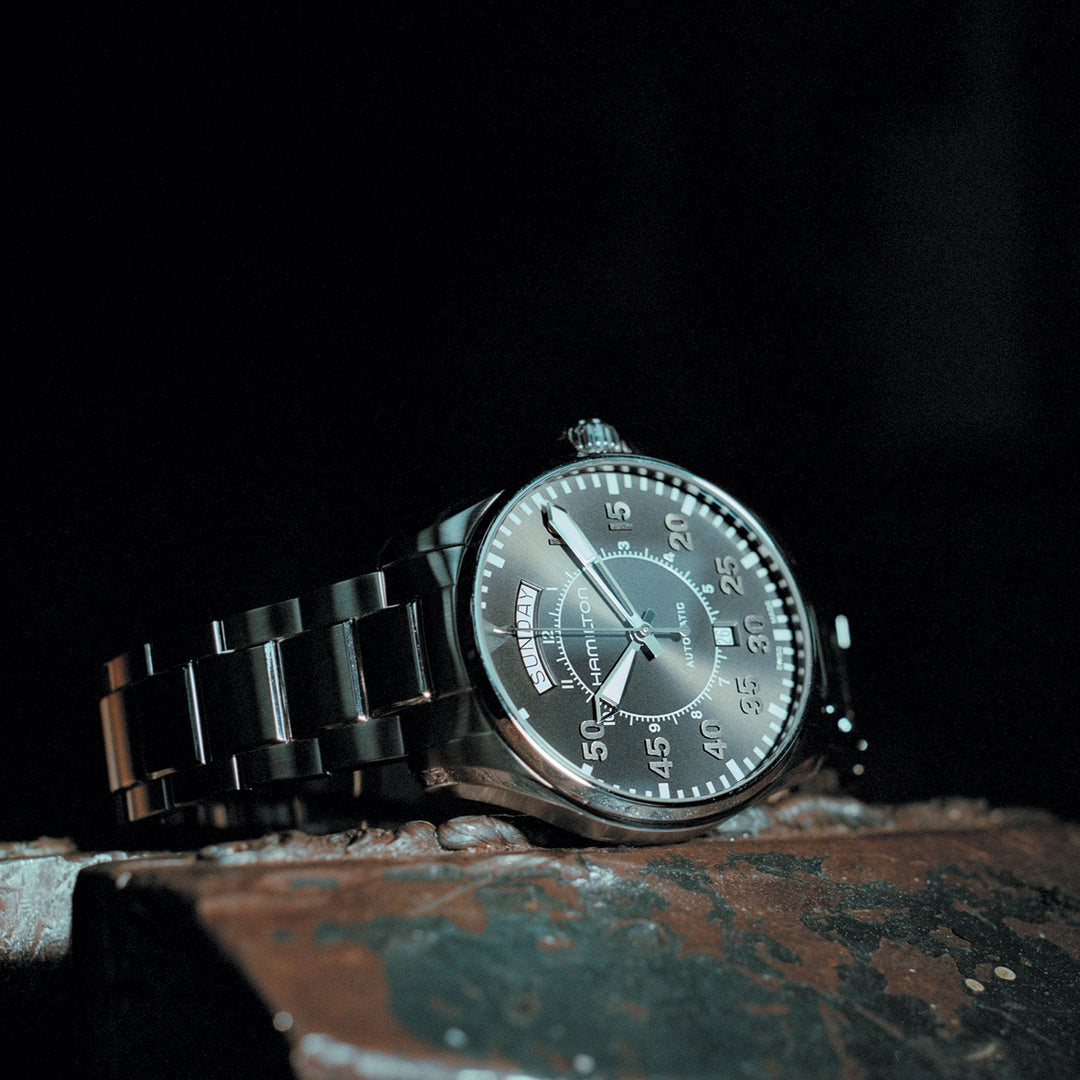 HAMILTON H64615135 Khaki Aviation Khaki Pilot Day Date Karóra