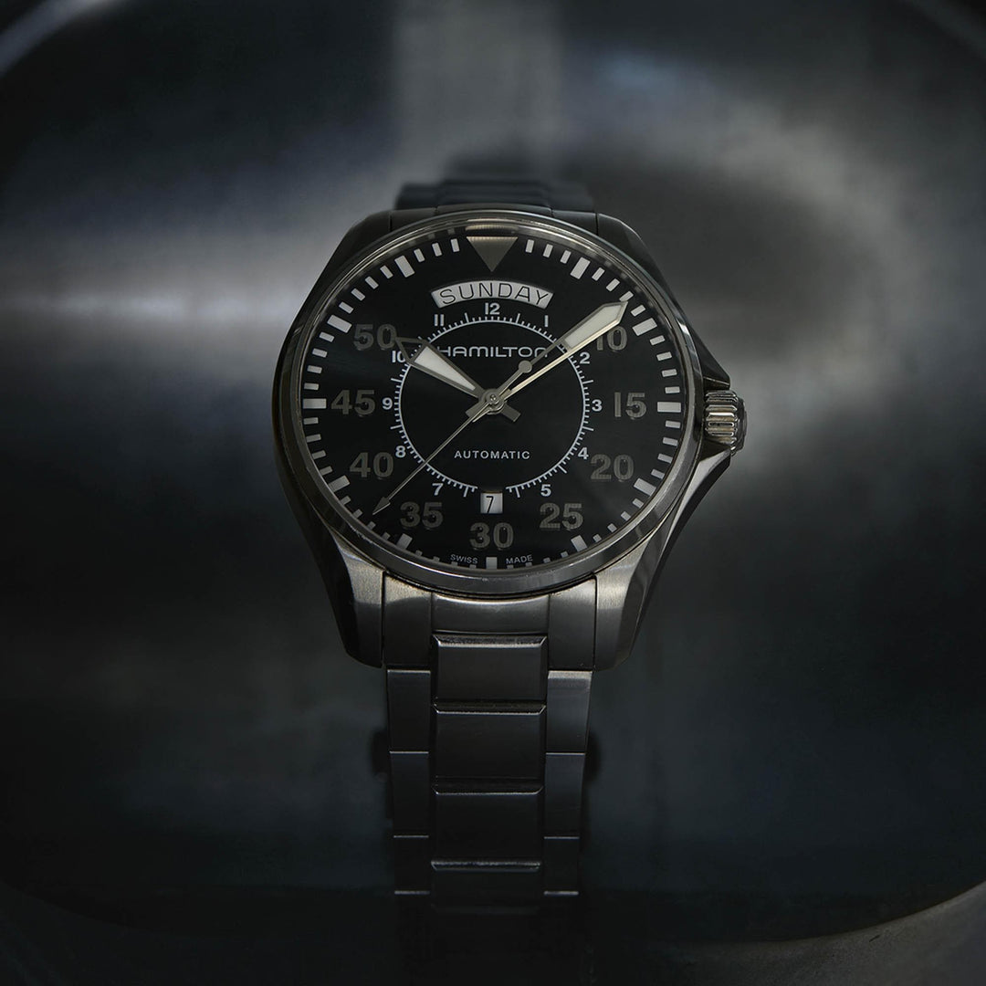 HAMILTON H64615135 Khaki Aviation Khaki Pilot Day Date Karóra