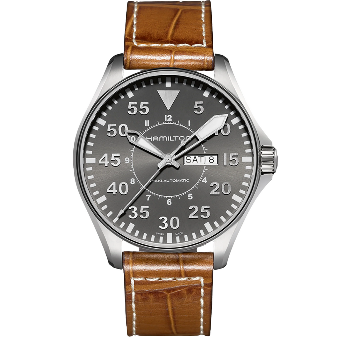 HAMILTON H64715885 Khaki Aviation Khaki Pilot Day Date Karóra