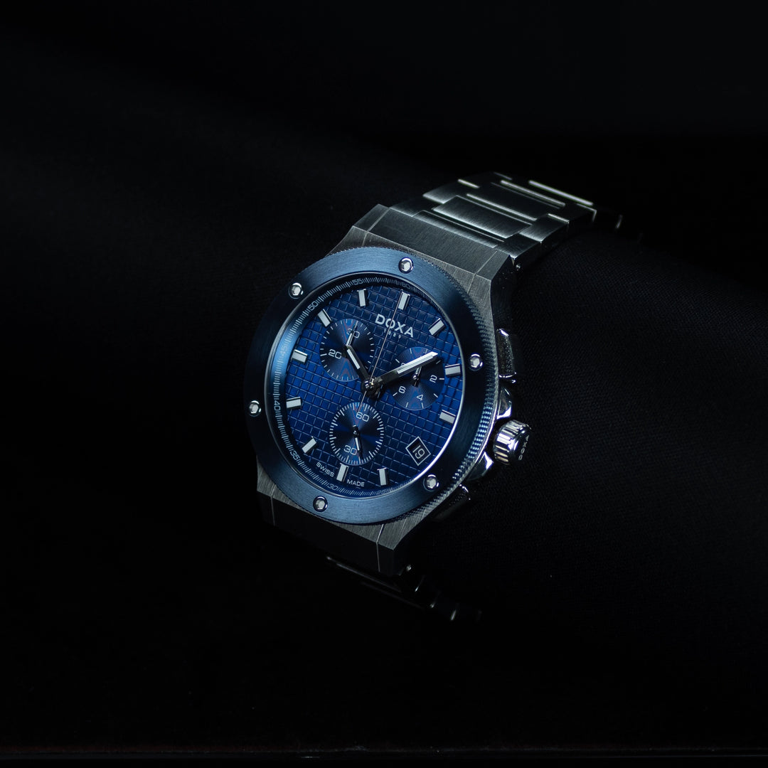 Luxury watch (166.10.201.10): watch face angled view right zoomed out
