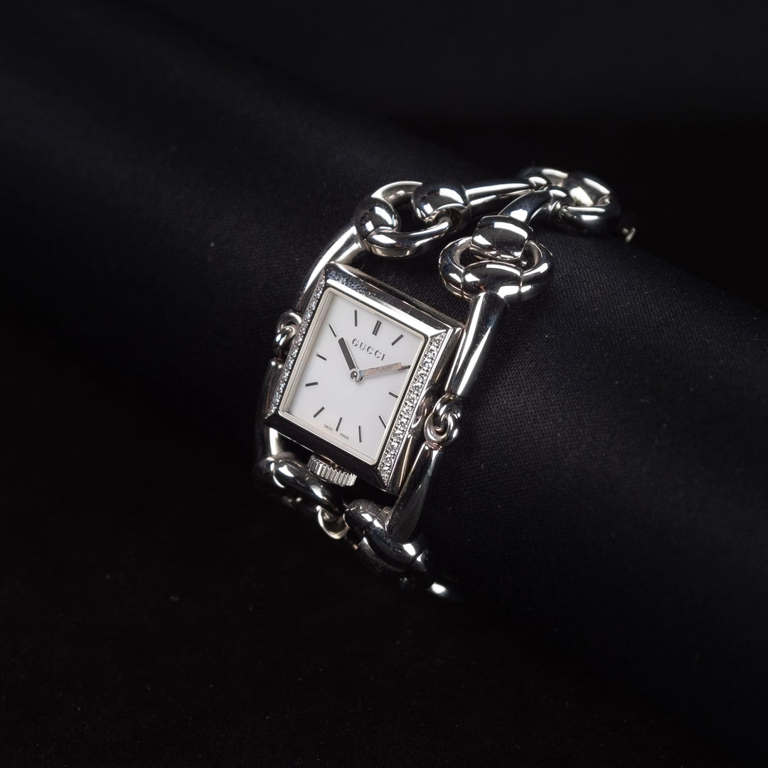 Luxury watch (YA116307): watch face angled view right zoomed out