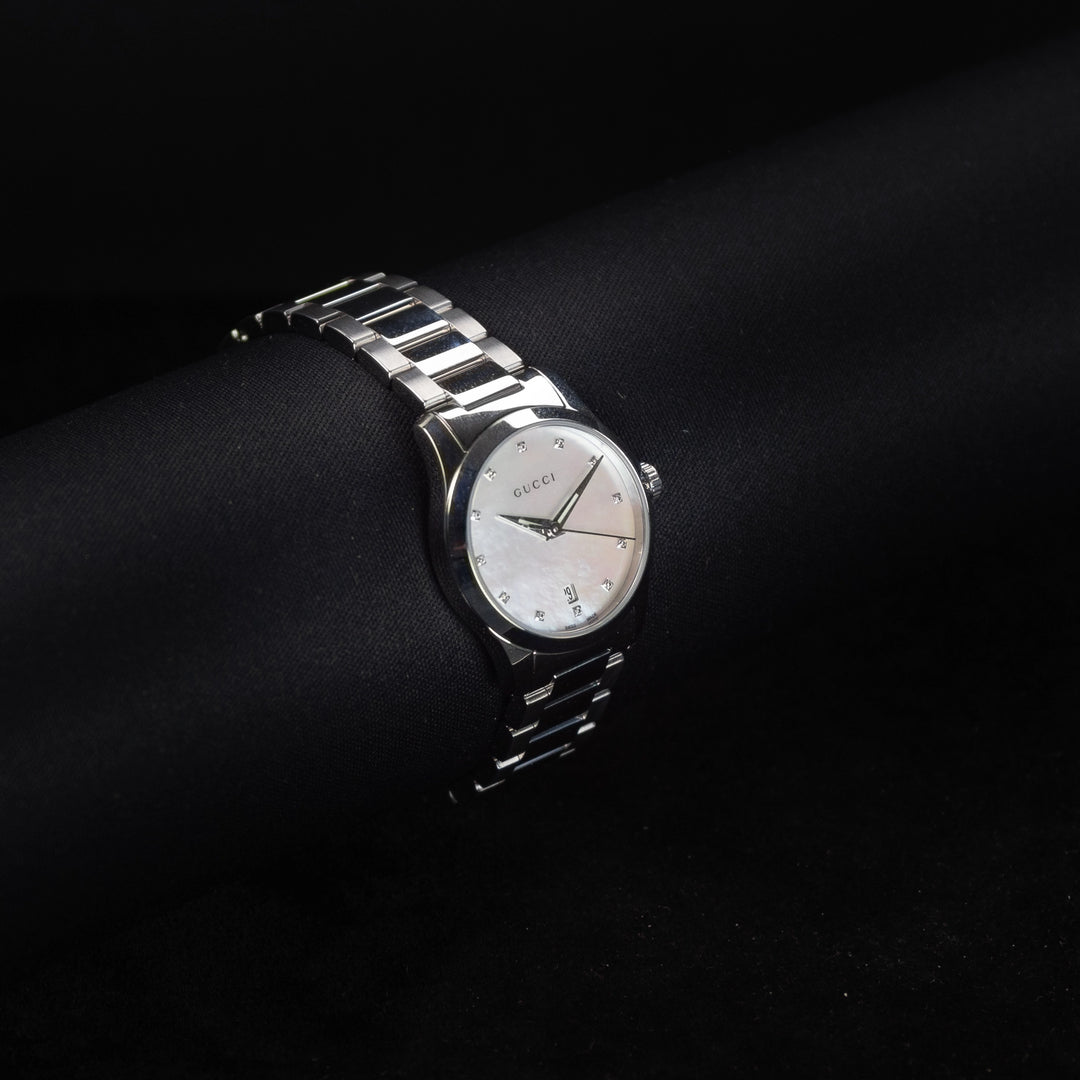 Luxury watch (YA126542): watch face angled view left zoomed out