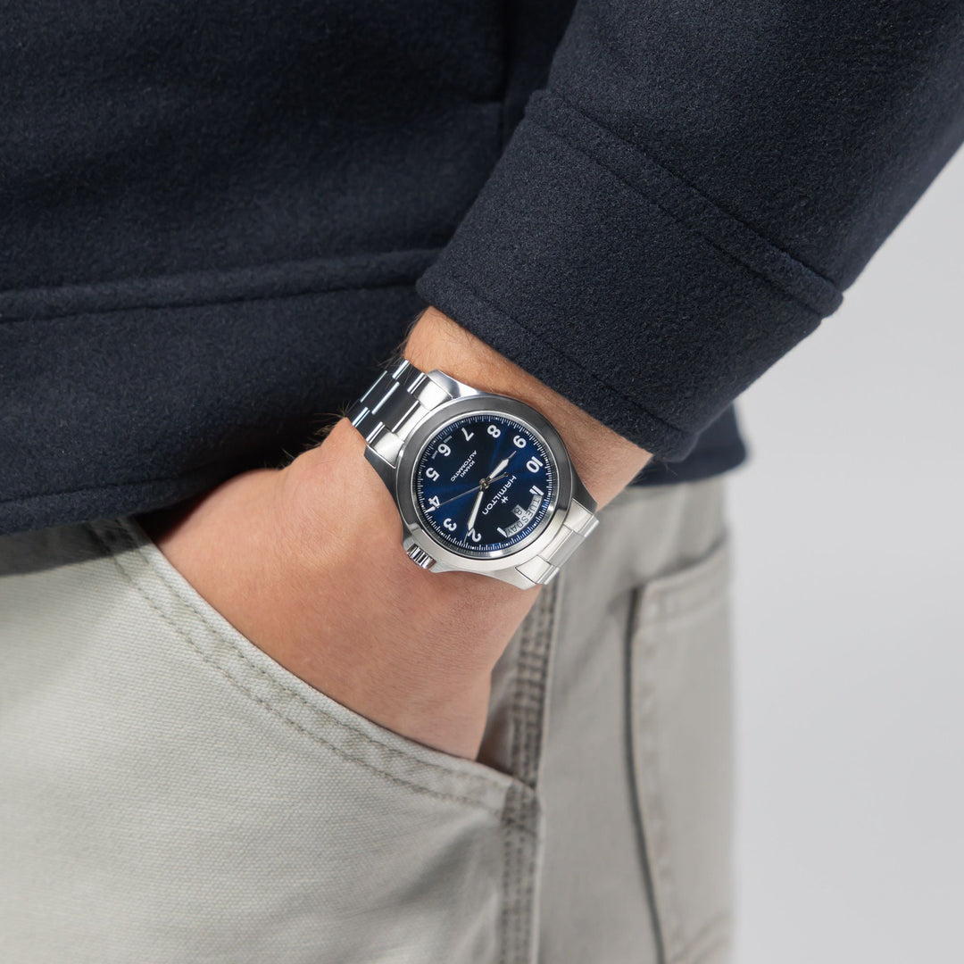 HAMILTON H64475140 Khaki Field King Day-Date Karóra