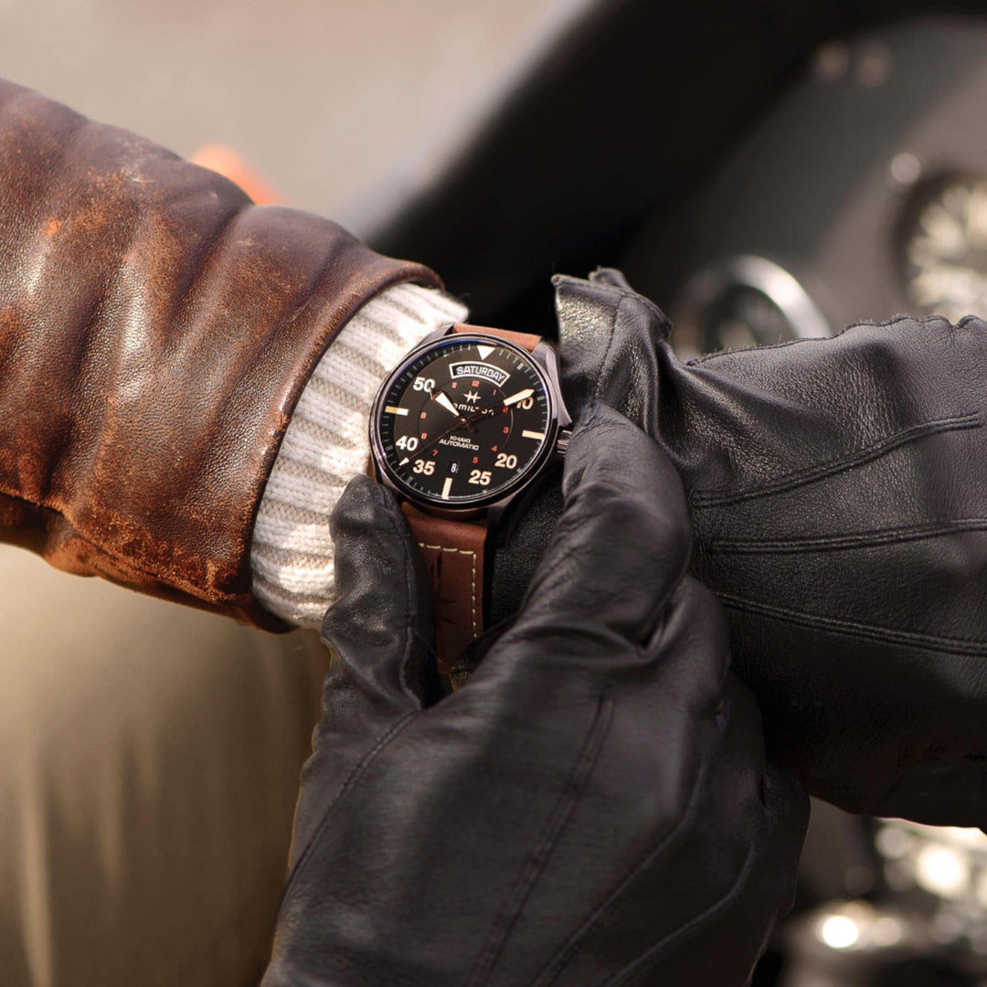 HAMILTON H64605531 Khaki Aviation Khaki Pilot Day Date Karóra
