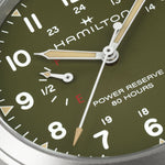 Kép betöltése a Galériamegjelenítőbe, HAMILTON H69509160 Khaki Field Power Reserve 40mm Karóra
