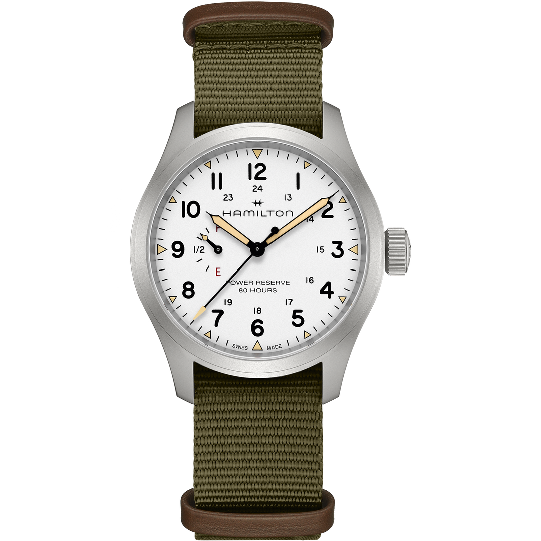 HAMILTON H69509910 Khaki Field Mechanical Power Reserve Karóra