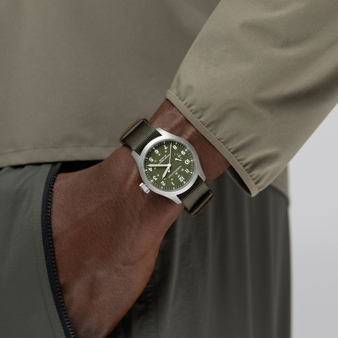 HAMILTON H69509960 Khaki Field Power Reserve 40mm Karóra