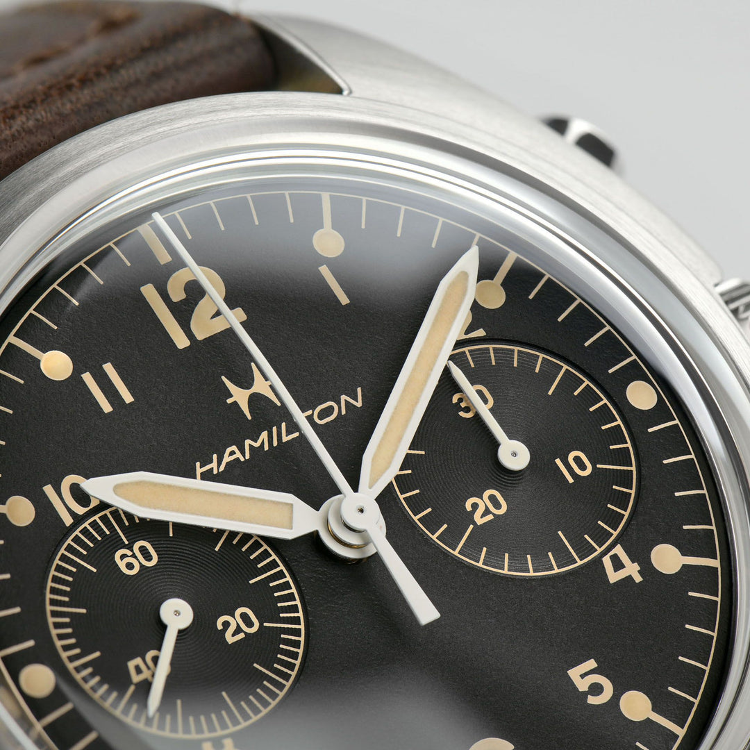 HAMILTON H76409530 Khaki Aviation Pilot Pioneer Mechanical Chrono Karóra