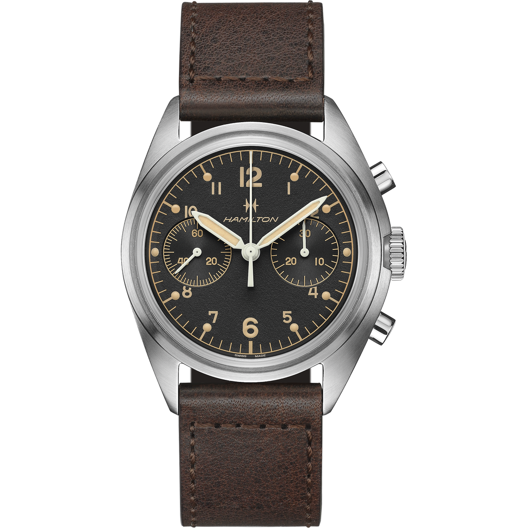 HAMILTON H76409530 Khaki Aviation Pilot Pioneer Mechanical Chrono Karóra