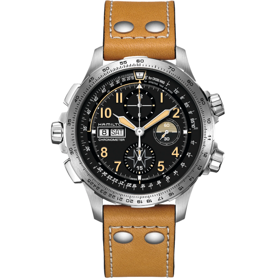 HAMILTON H77796535 Khaki Aviation Khaki X-Wind Day Date Karóra