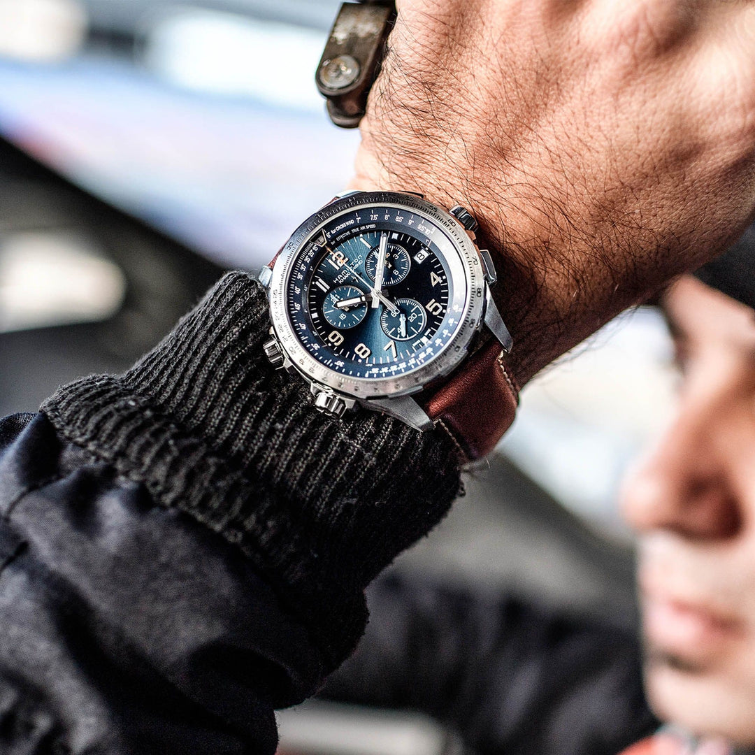 HAMILTON H77922541 Khaki Aviation X-Wind GMT Chrono Quartz Karóra